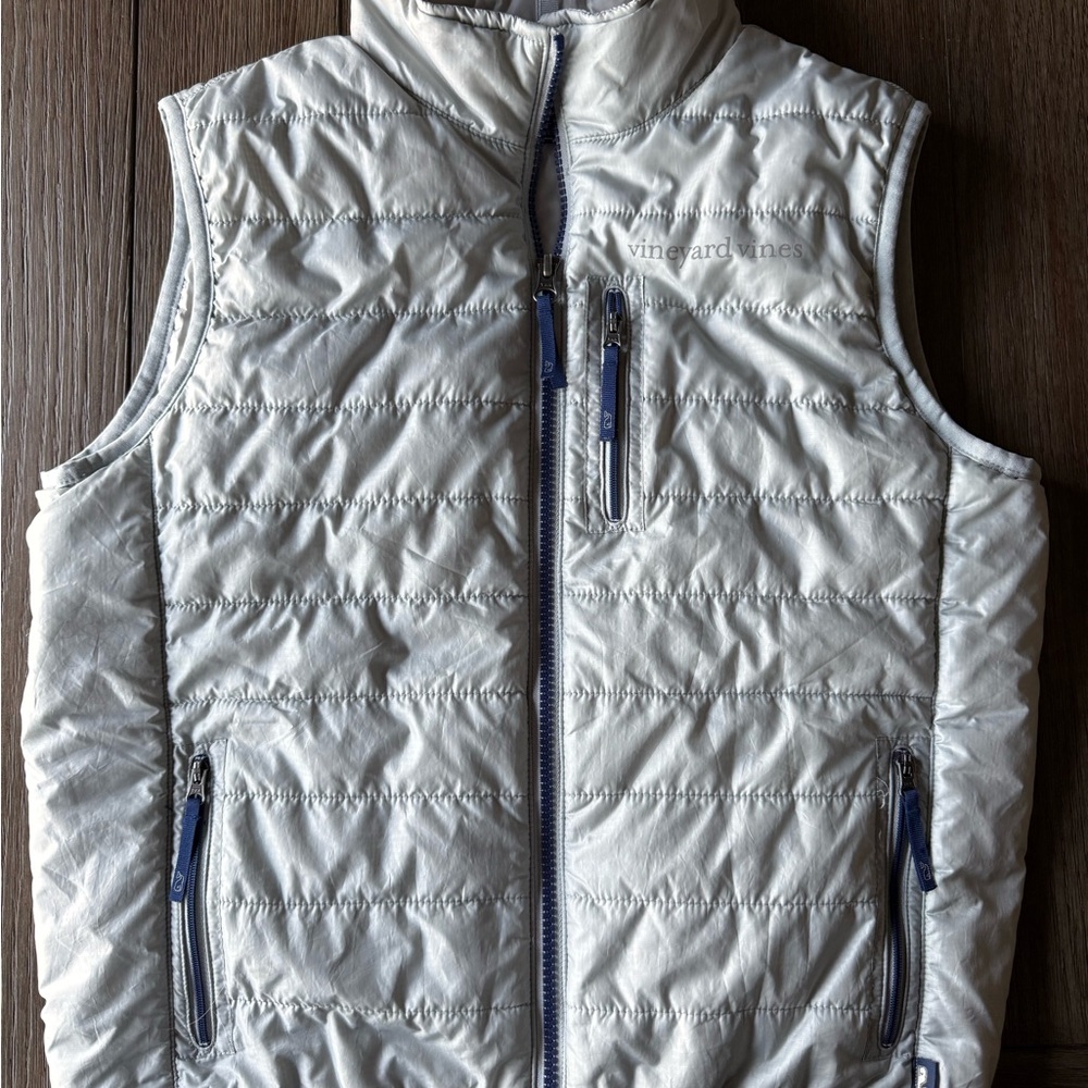 Vineyard Vines Metallic Gray Quilted Vest